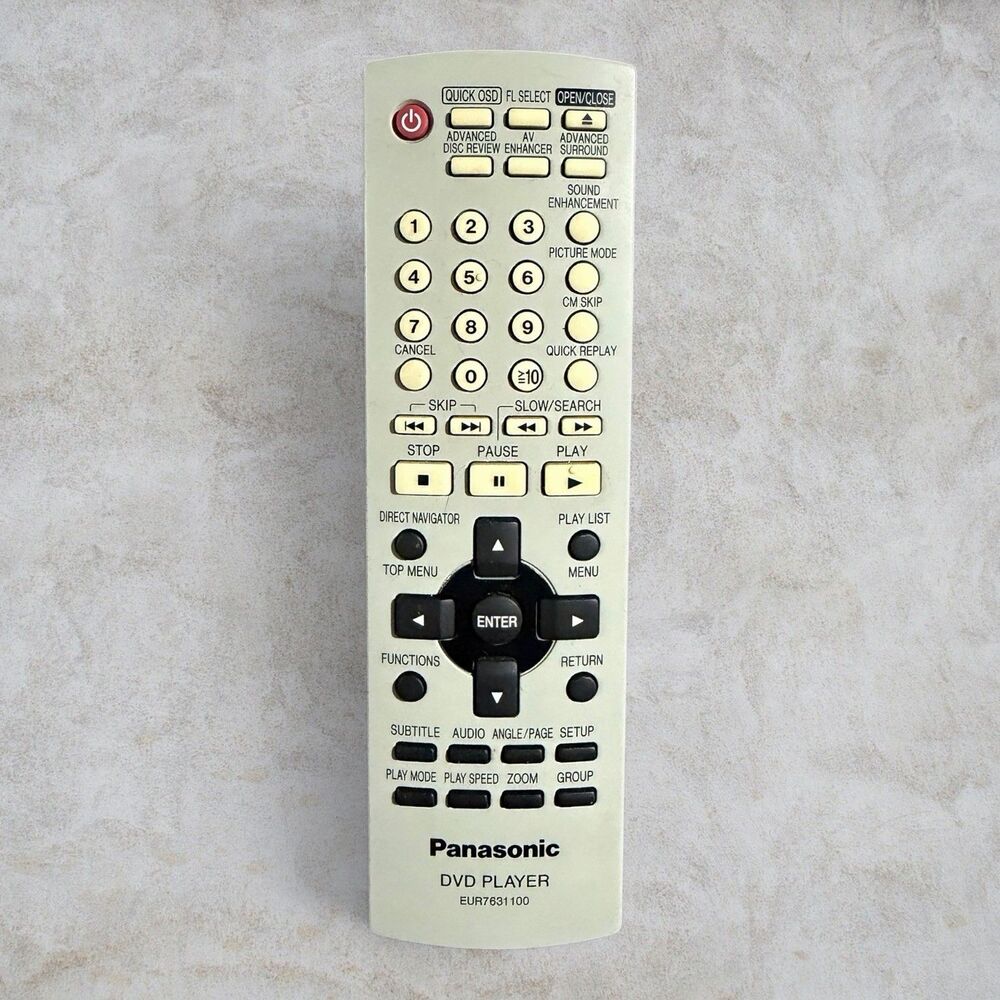 Panasonic Remote Control - EUR7631-100 - DVD Player Remote - Tested & Working